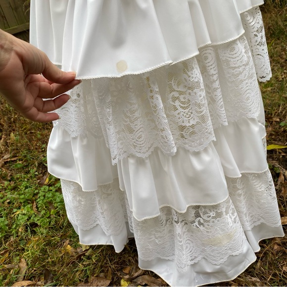 Vintage Lace Tiered Ruffles Cottagecore Praire Gunne Sax Style Dress - Picture 16 of 16
